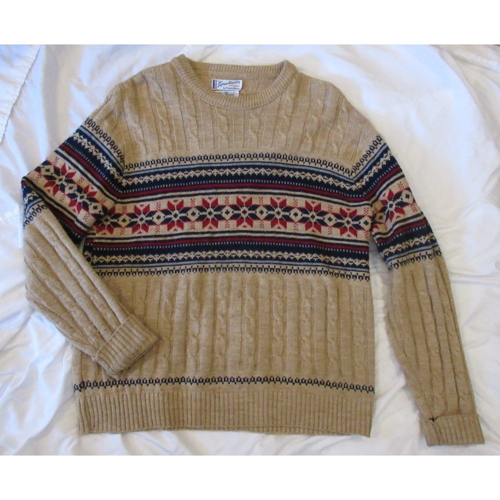 Vintage 60's Squaw Valley Original by Pebble Beach Wintuck Fairisle Sweater XL